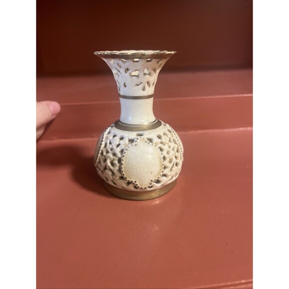 ZSOLNAY Reticulated Bud Vase Hungarian 3.5” Tall READ - Picture 7 of 7